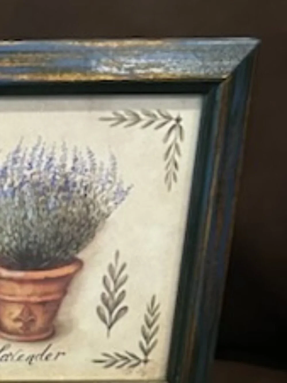 Set of 4 Vintage Watercolor French Country Herb Botanical Framed Prints